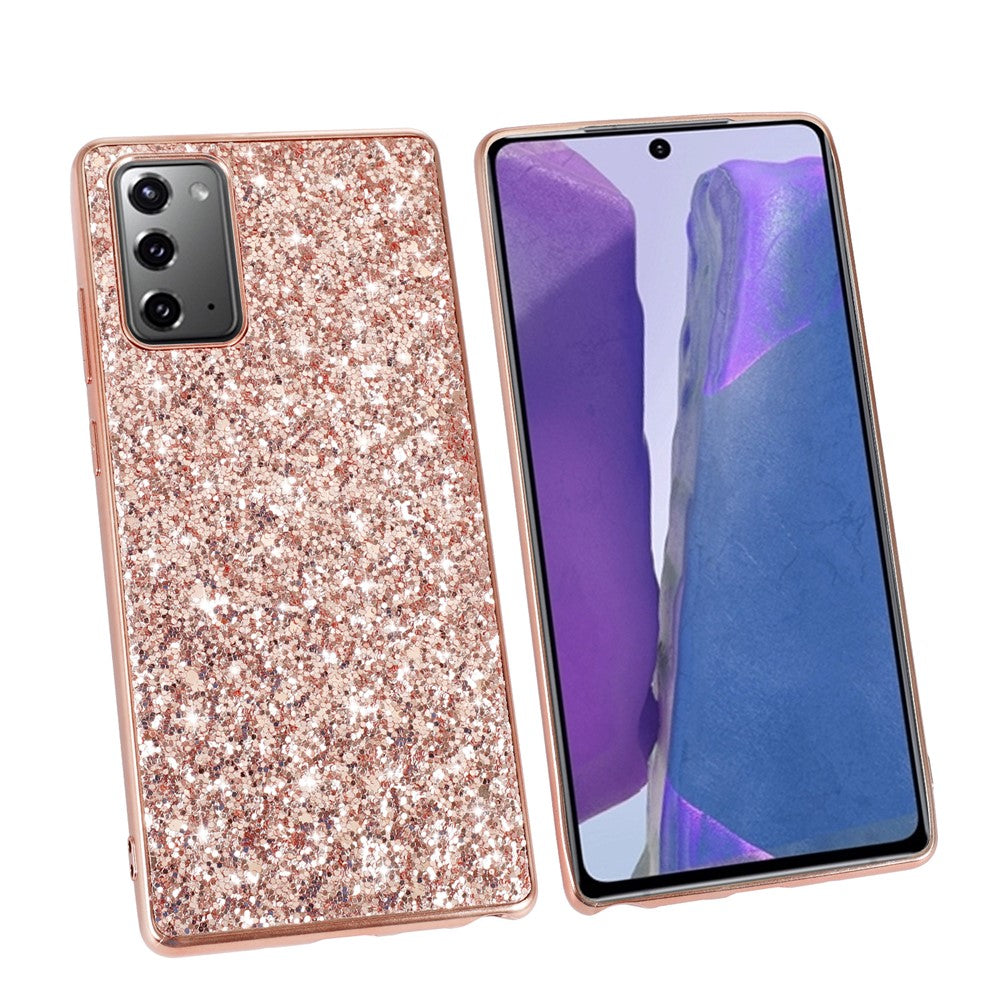 Glitterende pailletter belagt TPU-ramme + PC Hybrid Cover til Samsung Galaxy Note20 4G/5G