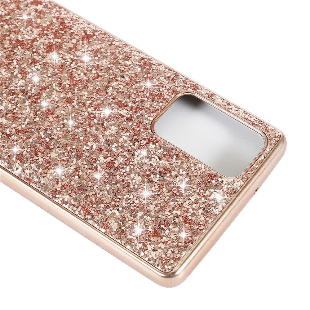 Glitterende pailletter belagt TPU-ramme + PC Hybrid Cover til Samsung Galaxy Note20 4G/5G