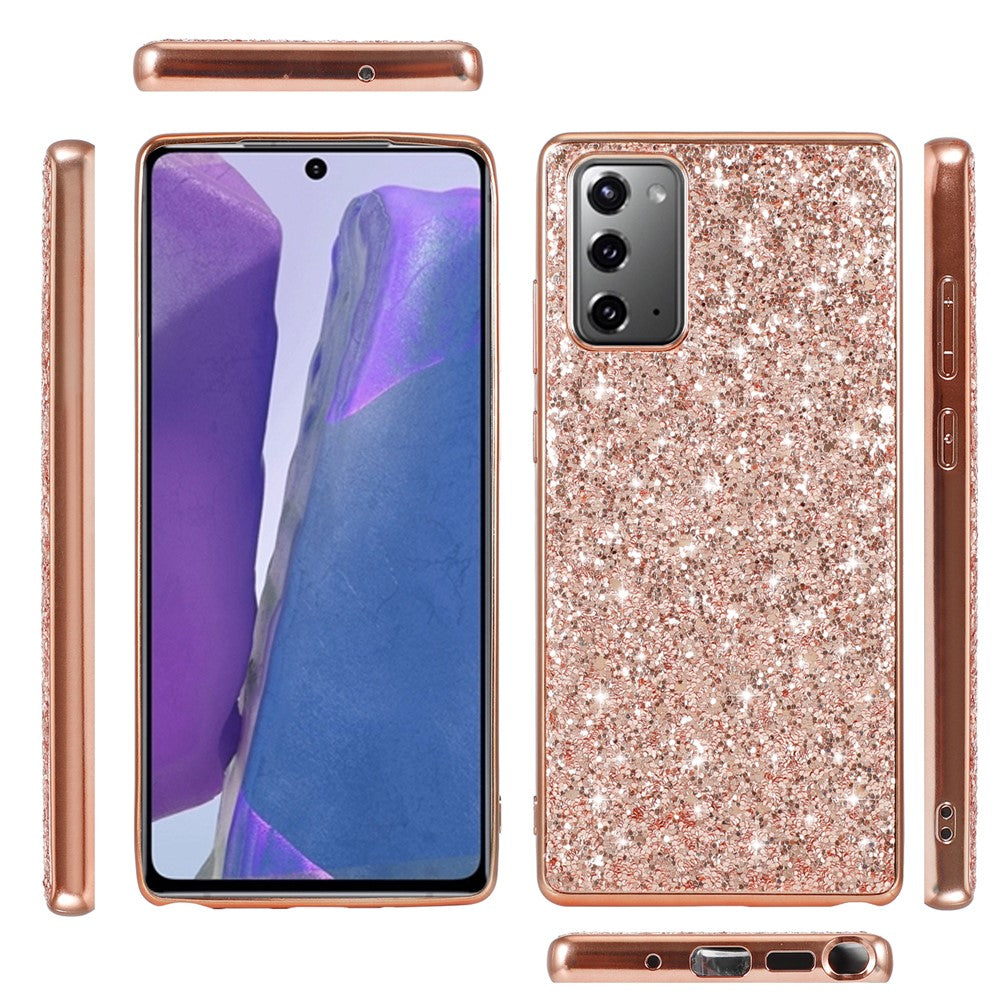 Glitterende pailletter belagt TPU-ramme + PC Hybrid Cover til Samsung Galaxy Note20 4G/5G