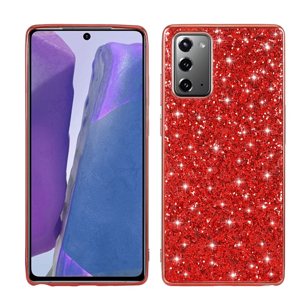 Glitterende pailletter belagt TPU-ramme + PC Hybrid Cover til Samsung Galaxy Note20 4G/5G