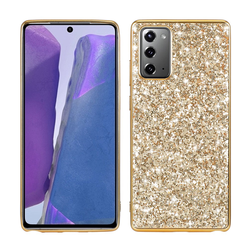 Glitterende pailletter belagt TPU-ramme + PC Hybrid Cover til Samsung Galaxy Note20 4G/5G
