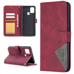 BINFEN COLOR For Samsung Galaxy A21s Phone Cases Wallet Stand Geometry Imprint Leather Cover