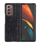 Krokodilleskind ægte læderbelagt hård plast etui til Samsung Galaxy Z Fold2 5G