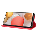 Lædercover til Samsung Galaxy A42 5G med pung og stander i vintage-stil