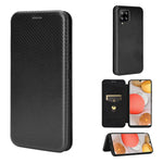 For Samsung Galaxy A42 5G Carbon Fiber Texture Leather Phone Case Auto-absorbed Phone Flip Protective Cover with Card Holder