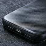 For Samsung Galaxy A42 5G Carbon Fiber Texture Leather Phone Case Auto-absorbed Phone Flip Protective Cover with Card Holder