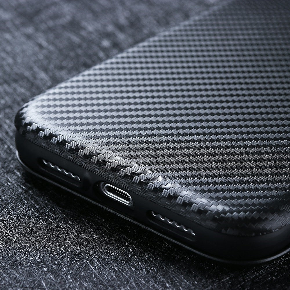 For Samsung Galaxy A42 5G Carbon Fiber Texture Leather Phone Case Auto-absorbed Phone Flip Protective Cover with Card Holder