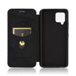 For Samsung Galaxy A42 5G Carbon Fiber Texture Leather Phone Case Auto-absorbed Phone Flip Protective Cover with Card Holder