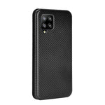 For Samsung Galaxy A42 5G Carbon Fiber Texture Leather Phone Case Auto-absorbed Phone Flip Protective Cover with Card Holder