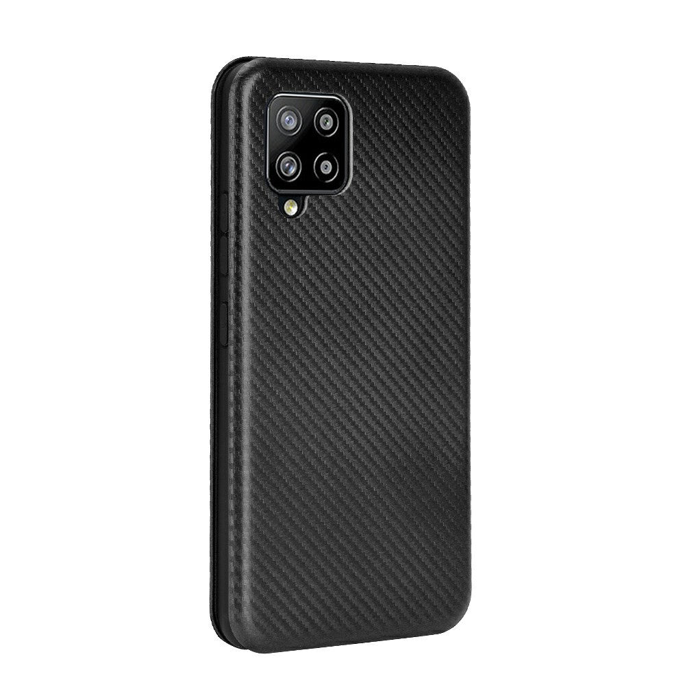 For Samsung Galaxy A42 5G Carbon Fiber Texture Leather Phone Case Auto-absorbed Phone Flip Protective Cover with Card Holder