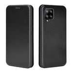 For Samsung Galaxy A42 5G Carbon Fiber Texture Leather Phone Case Auto-absorbed Phone Flip Protective Cover with Card Holder