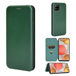 For Samsung Galaxy A42 5G Carbon Fiber Texture Leather Phone Case Auto-absorbed Phone Flip Protective Cover with Card Holder