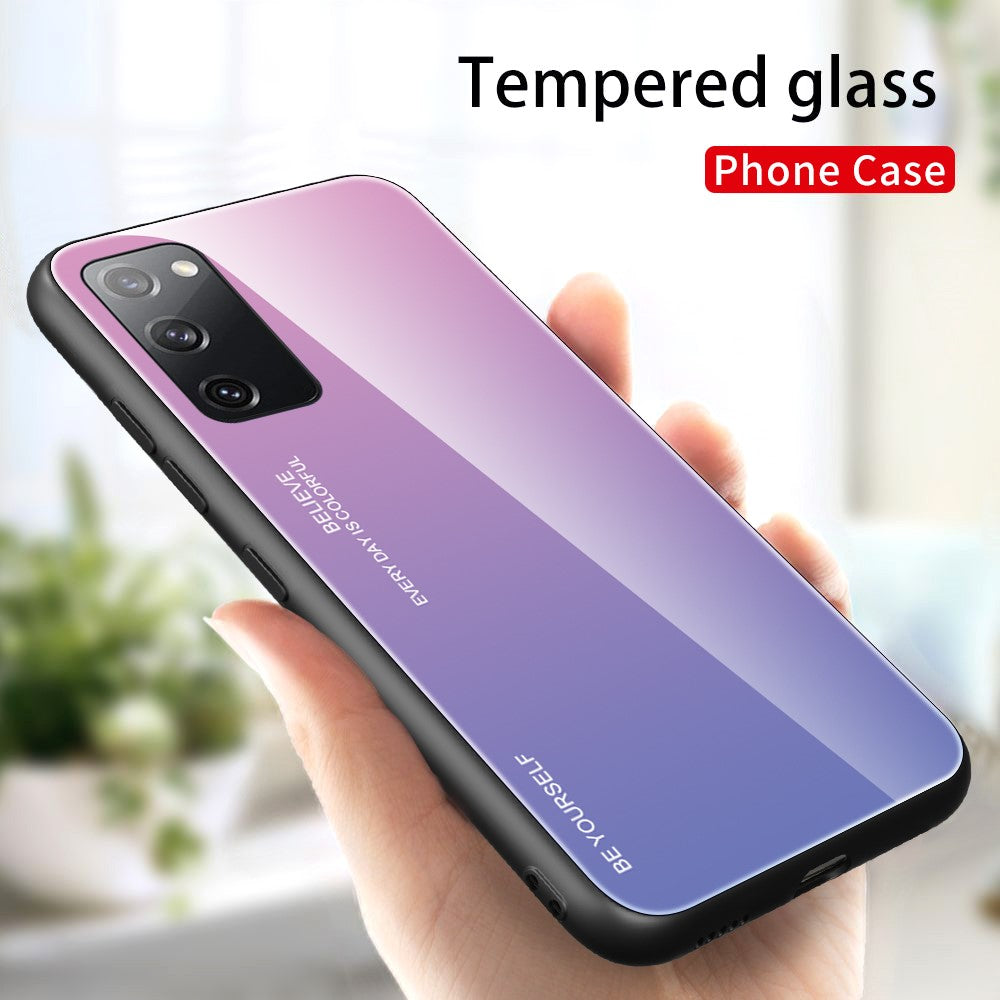 Gradient Tempered Glass PC TPU Hybrid Case for Samsung Galaxy S20 FE 4G/FE 5G/S20 Lite/S20 FE 2022