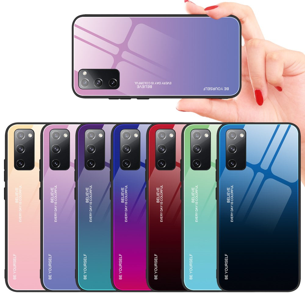 Gradient Tempered Glass PC TPU Hybrid Case for Samsung Galaxy S20 FE 4G/FE 5G/S20 Lite/S20 FE 2022