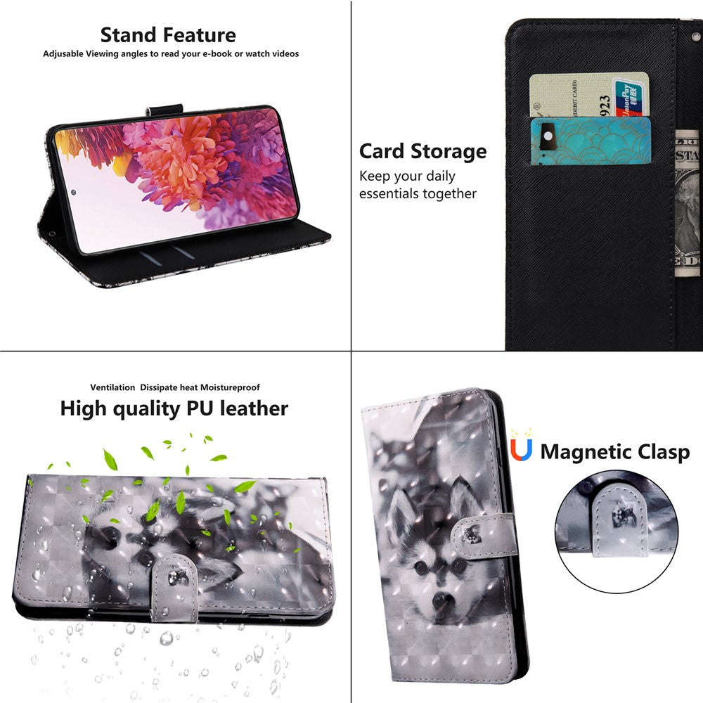 Light Spot Decor Pattern Printing Wallet Stand Leather Cover Case for Samsung Galaxy S20 FE 4G/FE 5G/S20 Lite/S20 FE 2022
