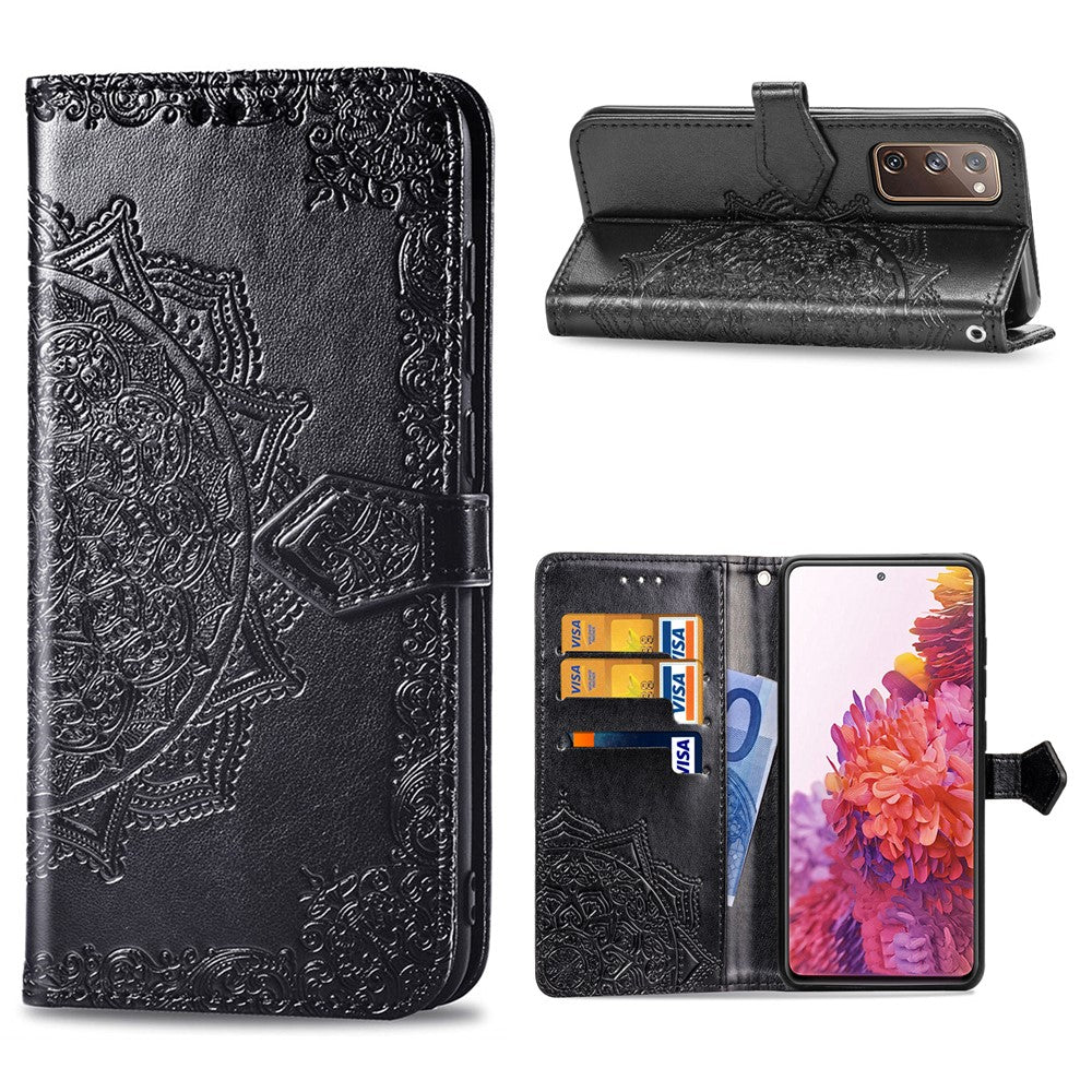 Präglat Mandala Blommigt Läderskal Plånbok för Samsung Galaxy S20 FE 4G/FE 5G/S20 Lite/S20 FE 2022
