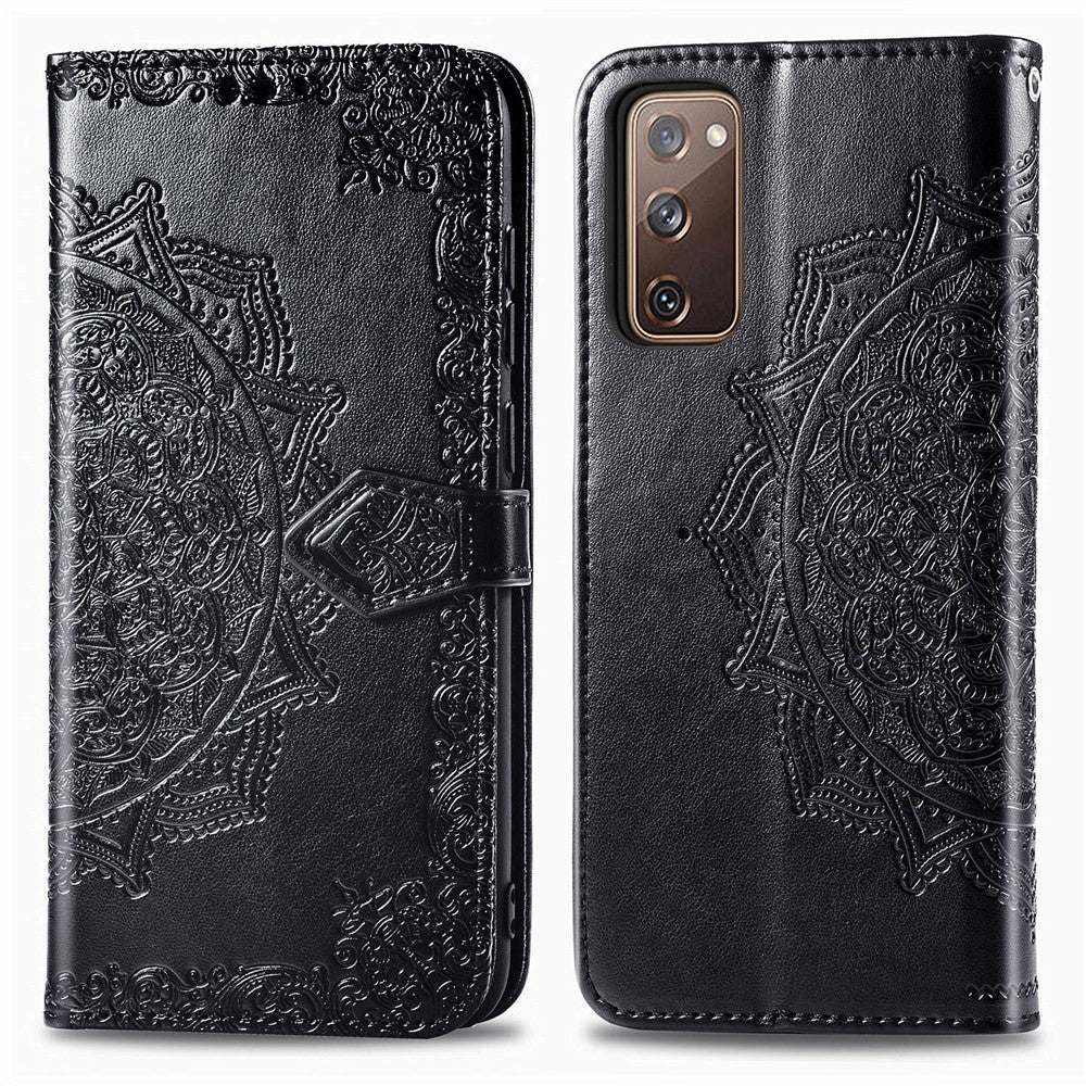 Embossed Mandala Flower Wallet Leather Shell for Samsung Galaxy S20 FE 4G/FE 5G/S20 Lite/S20 FE 2022