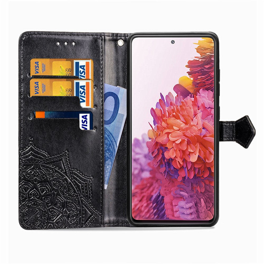 Embossed Mandala Flower Wallet Leather Shell for Samsung Galaxy S20 FE 4G/FE 5G/S20 Lite/S20 FE 2022