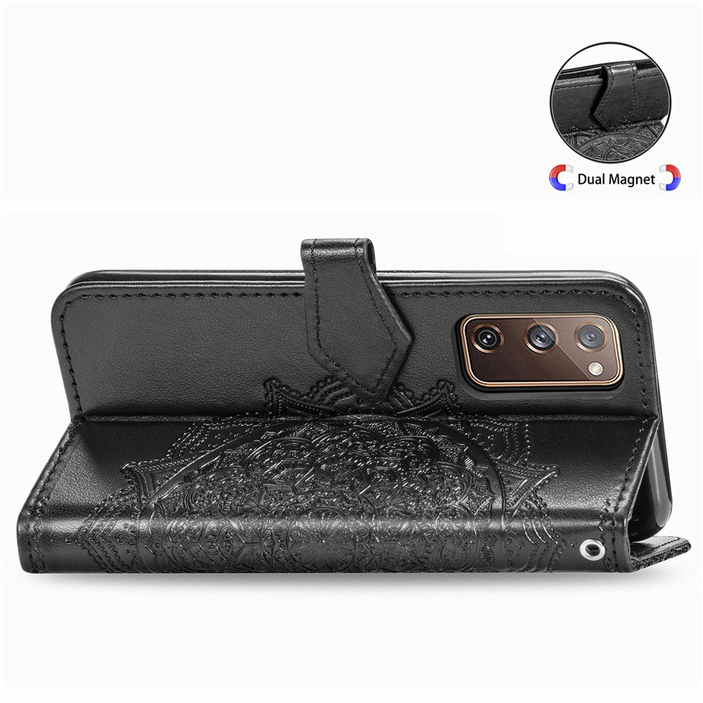 Embossed Mandala Flower Wallet Leather Shell for Samsung Galaxy S20 FE 4G/FE 5G/S20 Lite/S20 FE 2022