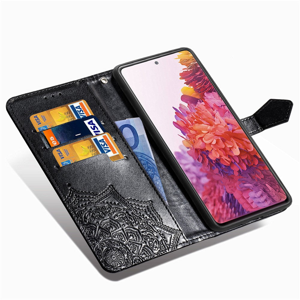 Embossed Mandala Flower Wallet Leather Shell for Samsung Galaxy S20 FE 4G/FE 5G/S20 Lite/S20 FE 2022