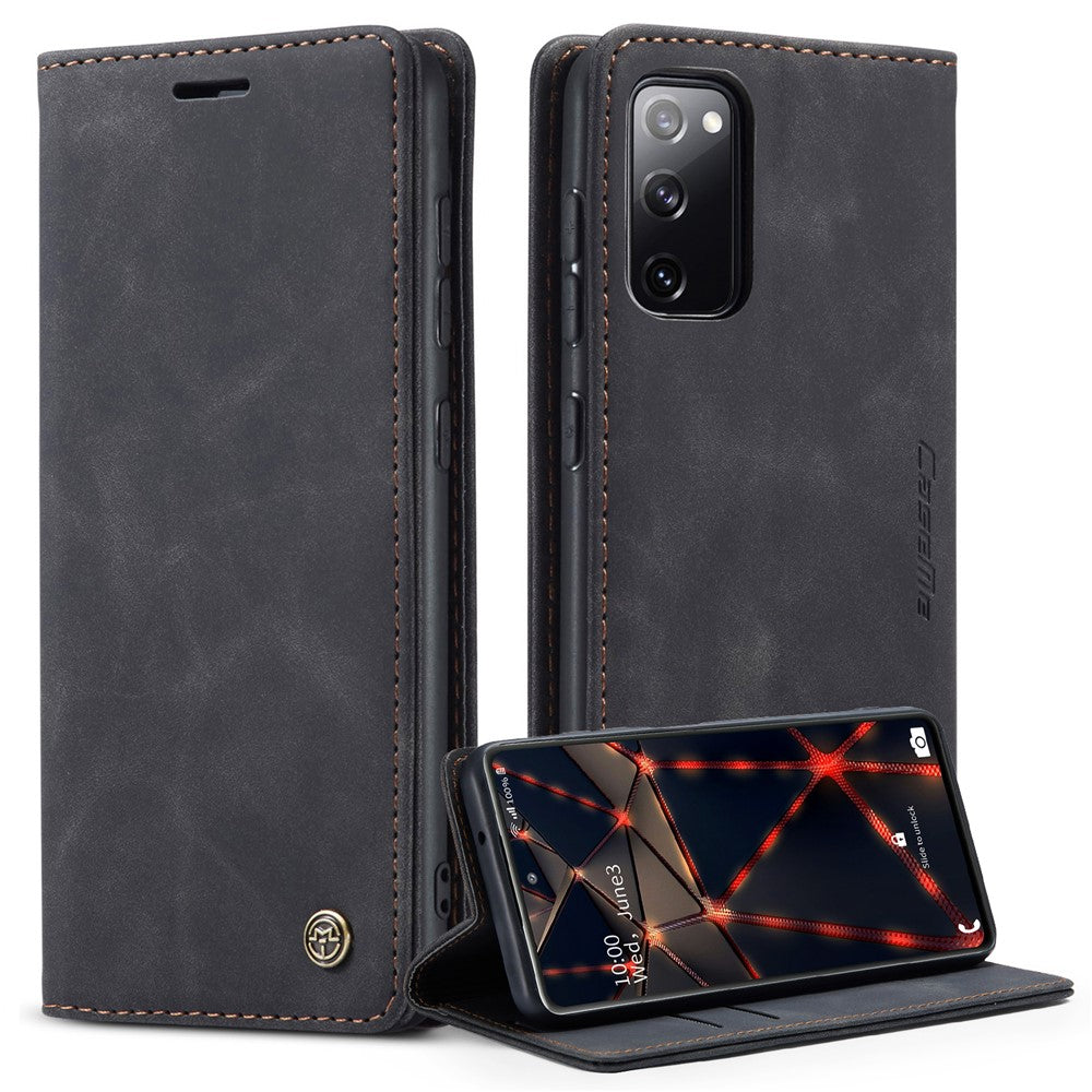 CASEME 013 Series Phone Cover for Samsung Galaxy S20 FE 4G/FE 5G/S20 Lite/S20 FE 2022 Auto-absorbed Leather Stand Wallet Case