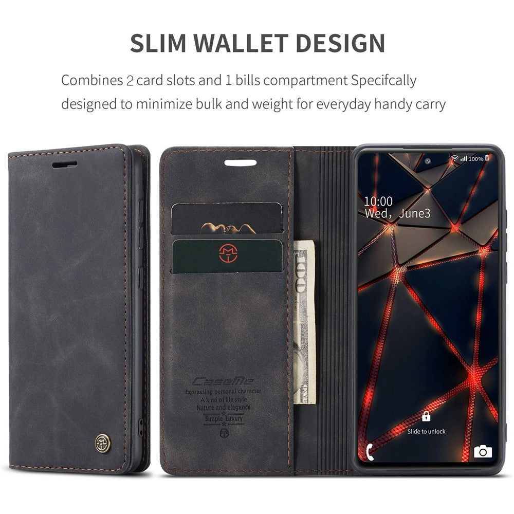 CASEME 013 Series Phone Cover for Samsung Galaxy S20 FE 4G/FE 5G/S20 Lite/S20 FE 2022 Auto-absorbed Leather Stand Wallet Case
