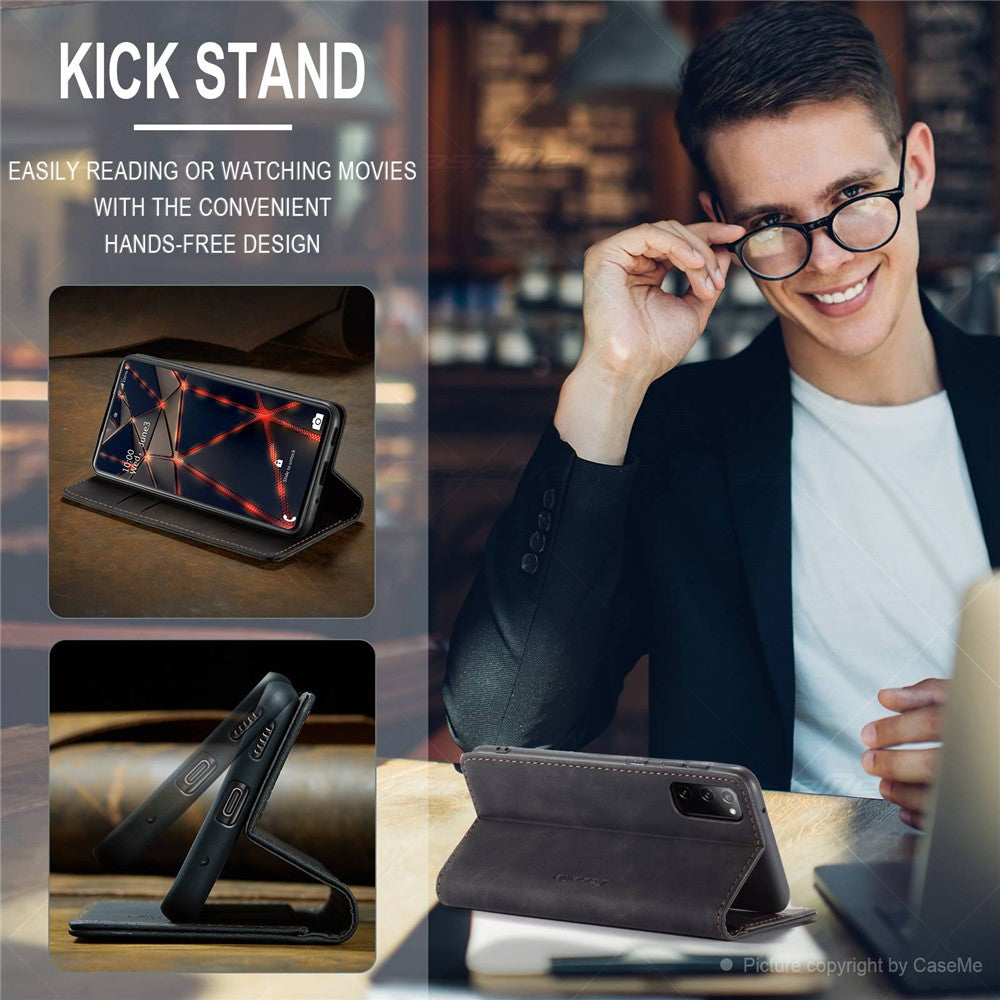 CASEME 013 Series Phone Cover for Samsung Galaxy S20 FE 4G/FE 5G/S20 Lite/S20 FE 2022 Auto-absorbed Leather Stand Wallet Case