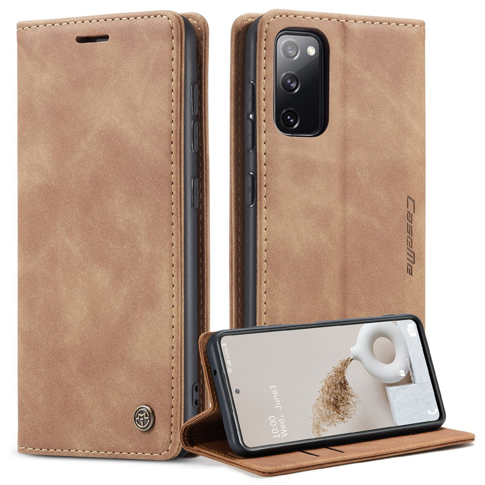 CASEME 013 Series Phone Cover for Samsung Galaxy S20 FE 4G/FE 5G/S20 Lite/S20 FE 2022 Auto-absorbed Leather Stand Wallet Case