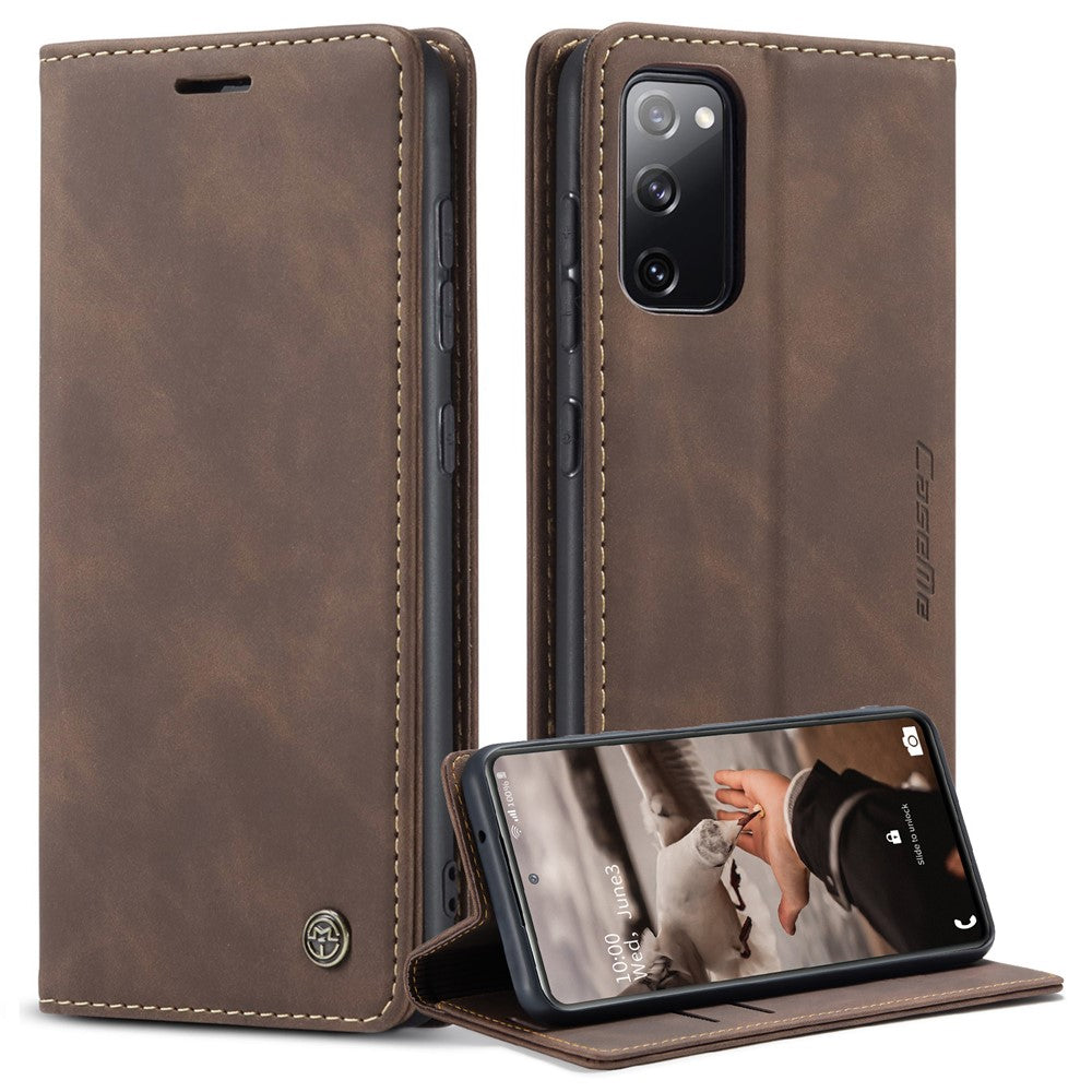 CASEME 013 Series Phone Cover for Samsung Galaxy S20 FE 4G/FE 5G/S20 Lite/S20 FE 2022 Auto-absorbed Leather Stand Wallet Case