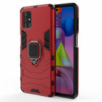 PC TPU Hybrid Case for Samsung Galaxy M51 Cool Guard Ring Holder Kickstand Cover