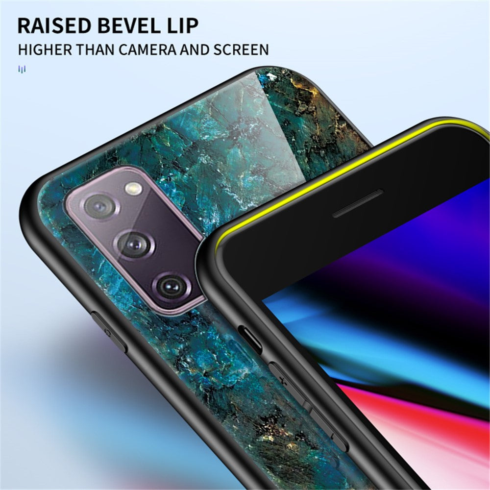 Marble Grain Pattern Tempered Glass PC + TPU Combo Case for Samsung Galaxy S20 FE 5G/Fan Edition 5G/S20 FE/Fan Edition/S20 Lite/S20 FE 2022