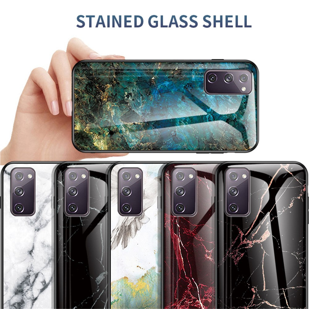 Marble Grain Pattern Tempered Glass PC + TPU Combo Case for Samsung Galaxy S20 FE 5G/Fan Edition 5G/S20 FE/Fan Edition/S20 Lite/S20 FE 2022