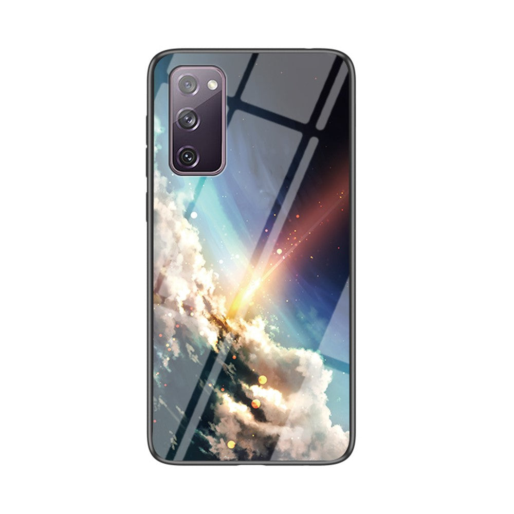 Kombinationscover med stjernehimmelmønster i hærdet glas + PC + TPU til Samsung Galaxy S20 FE 5G/Fan Edition 5G/S20 FE/Fan Edition/S20 Lite/S20 FE 2022