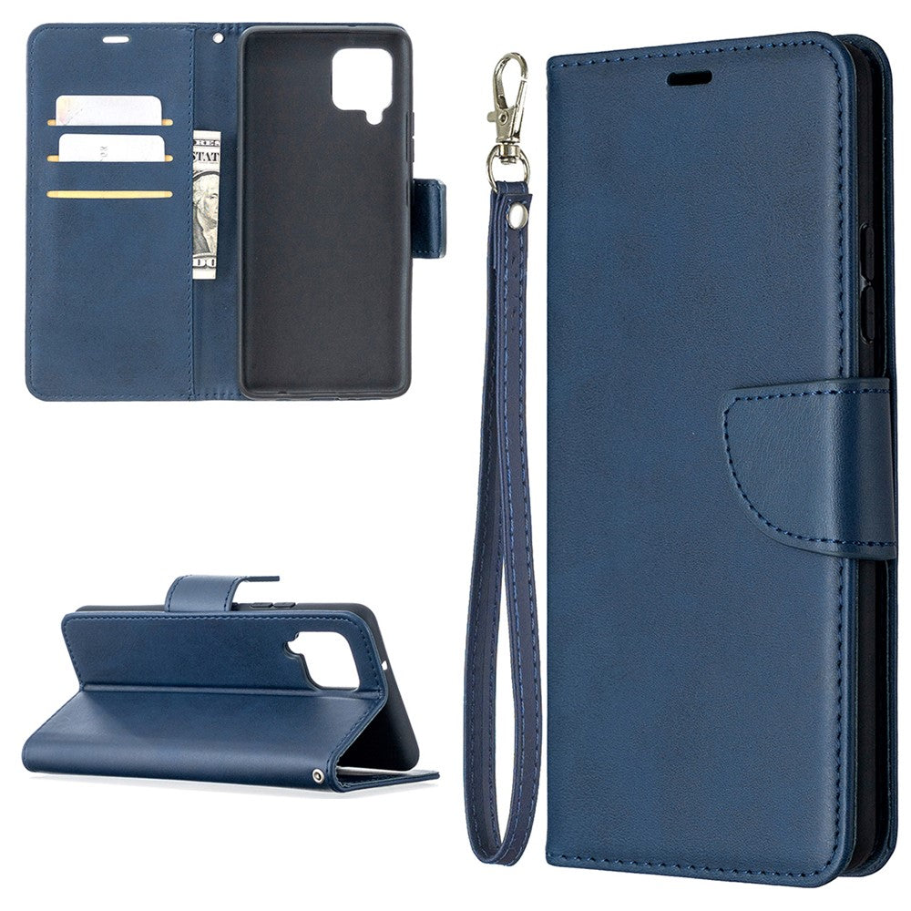 Plain PU Leather Wallet Phone Cover Shell for Samsung Galaxy A42 5G