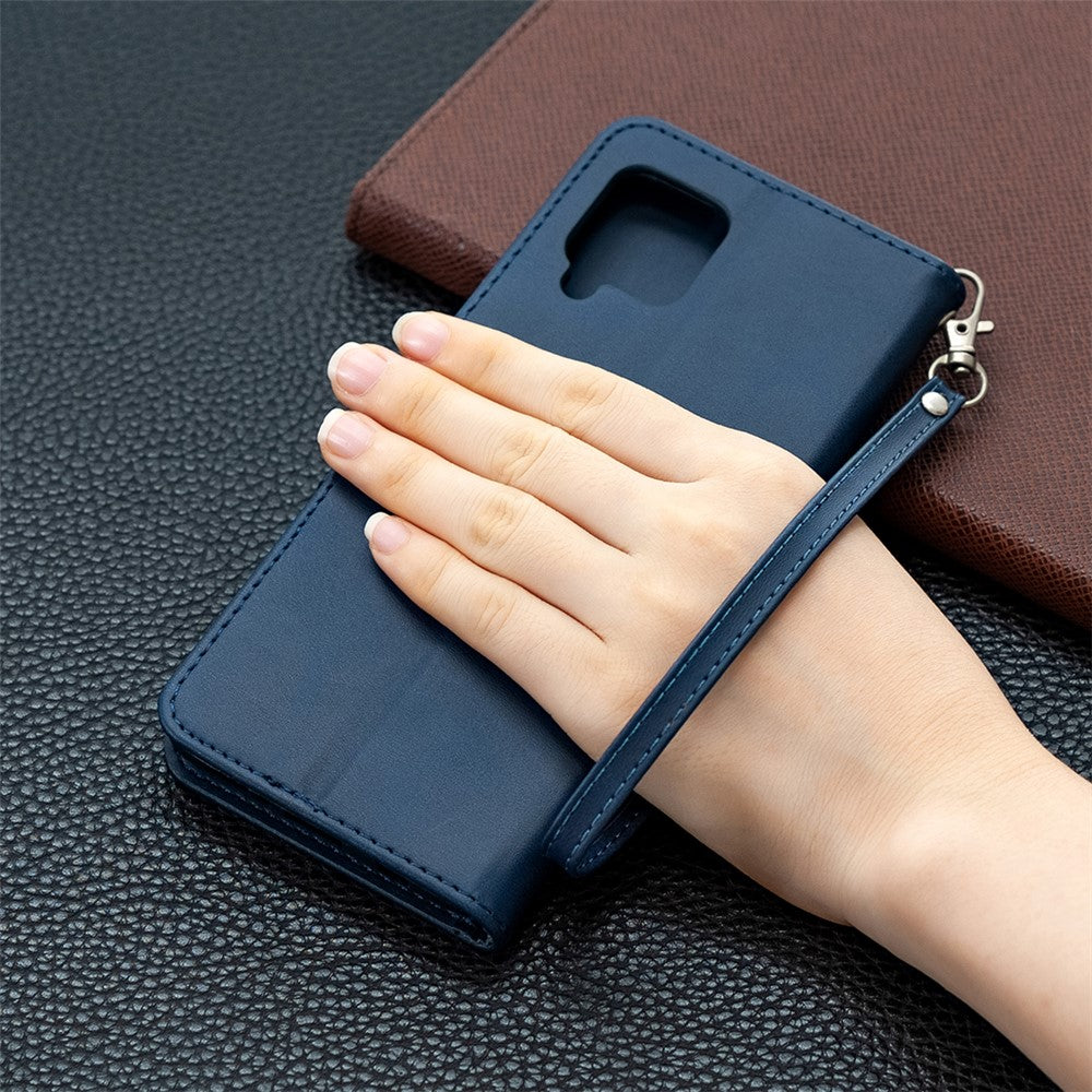 Plain PU Leather Wallet Phone Cover Shell for Samsung Galaxy A42 5G