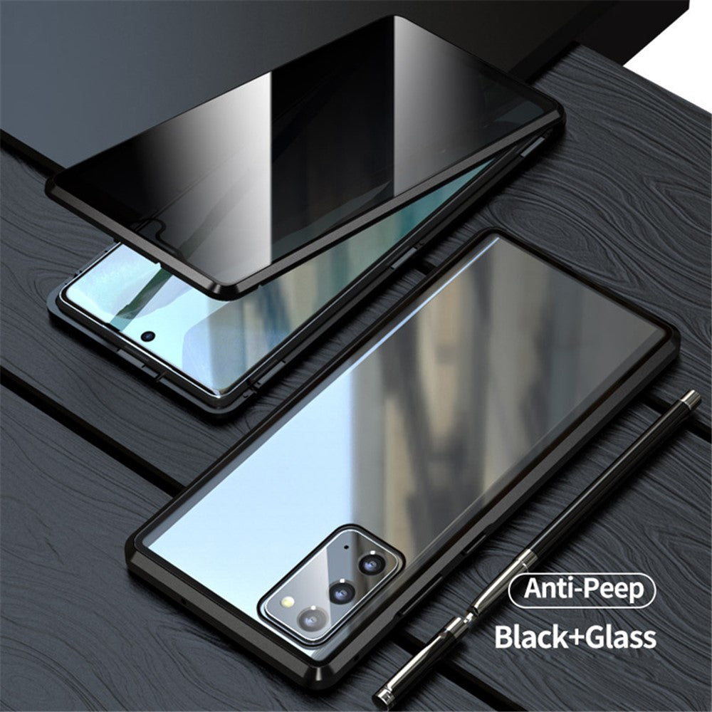 Magnetisk metallram med anti-pip-funktion + hybridskal i härdat glas för Samsung Galaxy S20 FE/Fan Edition/S20 FE 5G/Fan Edition 5G/S20 Lite/S20 FE 2022