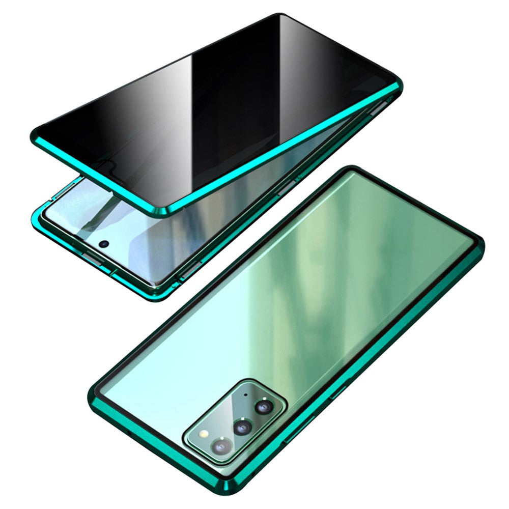 Magnetisk metallram med anti-pip-funktion + hybridskal i härdat glas för Samsung Galaxy S20 FE/Fan Edition/S20 FE 5G/Fan Edition 5G/S20 Lite/S20 FE 2022