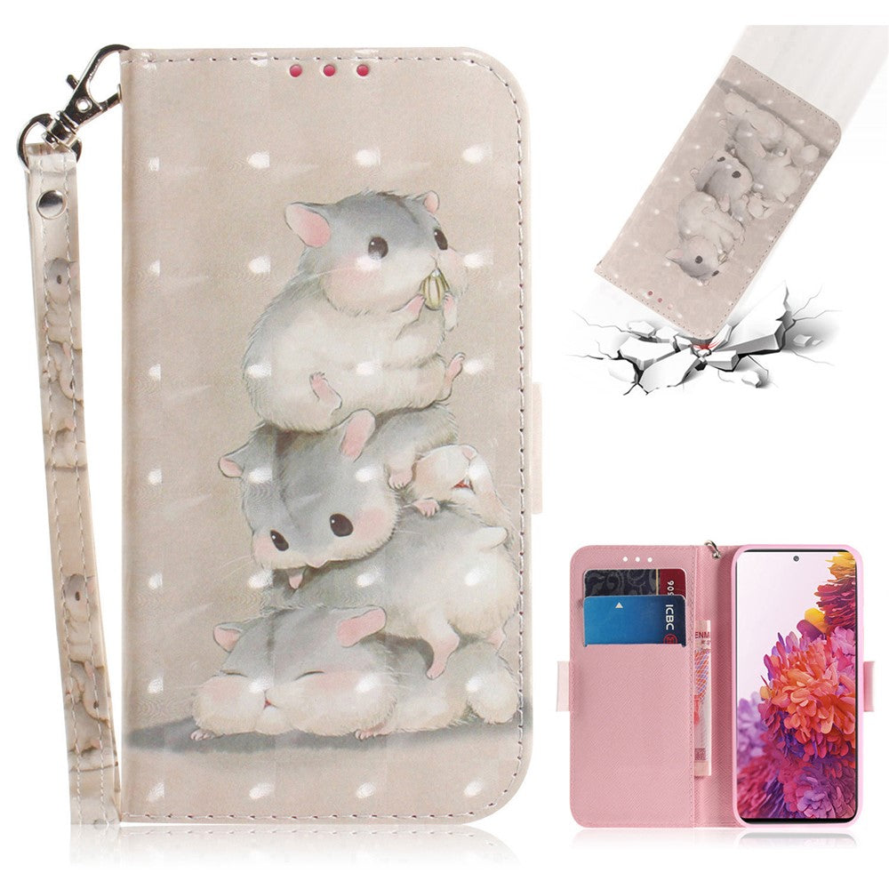 For Samsung Galaxy S20 FE/S20 Fan Edition/S20 FE 5G/S20 Fan Edition 5G/S20 Lite/S20 FE 2022 Light Spot Decor Pattern Printing Wallet Stand Leather Phone Case with Strap