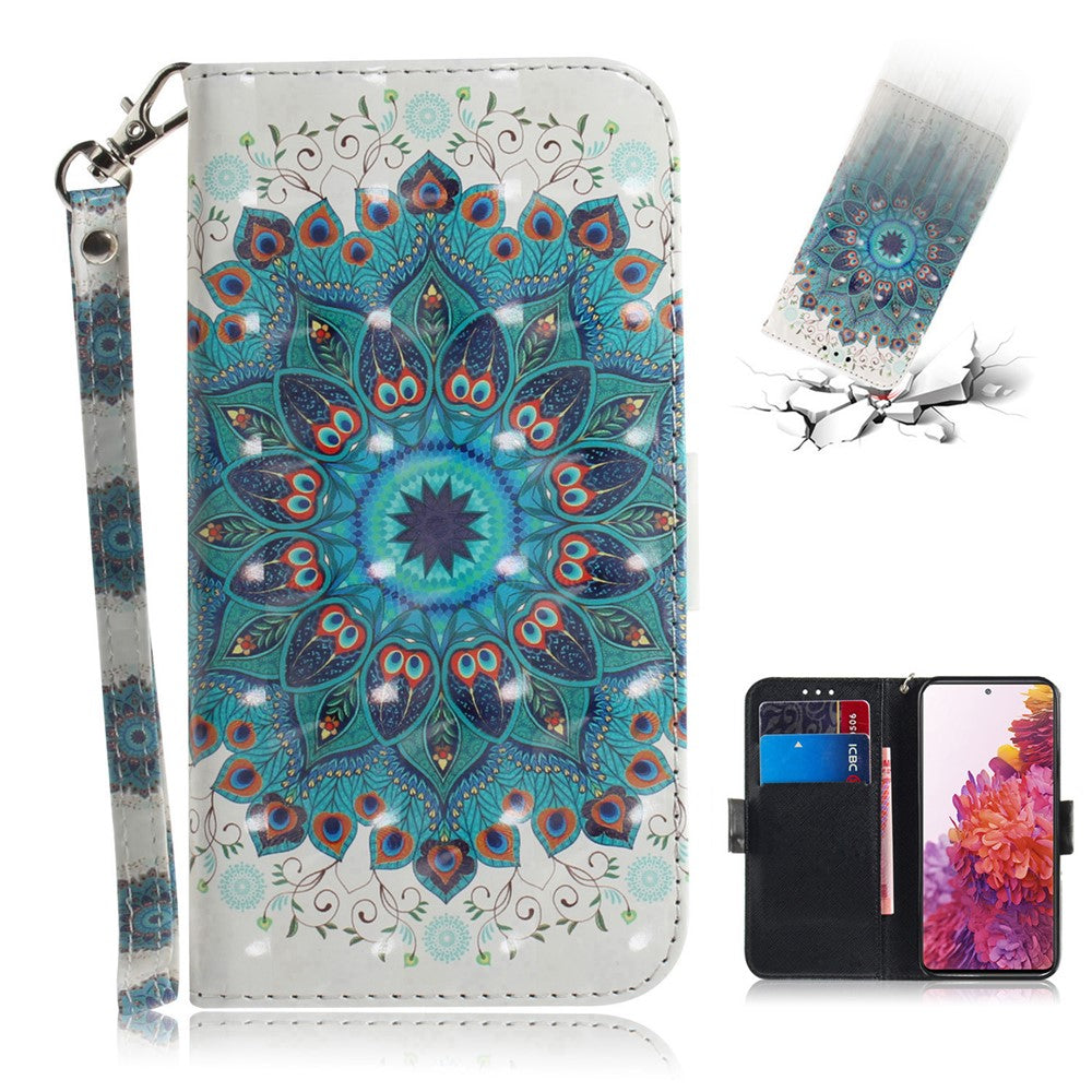 For Samsung Galaxy S20 FE/S20 Fan Edition/S20 FE 5G/S20 Fan Edition 5G/S20 Lite/S20 FE 2022 Light Spot Decor Pattern Printing Wallet Stand Leather Phone Case with Strap