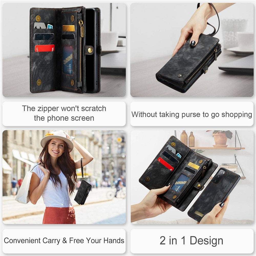 CASEME til Samsung Galaxy S20 FE / S20 Fan Edition / S20 FE 5G / S20 Fan Edition 5G / S20 Lite / S20 FE 2022 008 Series Multifunktionel 2-i-1 Wallet TPU+PU Læder Telefoncover