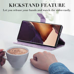 Samsung Galaxy Note 20 Ultra / Note 20 Ultra 5G Plånboksfodral Läderfodral med Blommig Fjärilstryck och Stativ