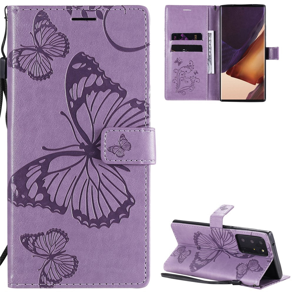For Samsung Galaxy Note 20 Ultra / Note 20 Ultra 5G Wallet Case Floral Butterfly Imprinted Leather Phone Cover Stand