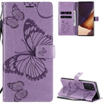 Samsung Galaxy Note 20 Ultra / Note 20 Ultra 5G Plånboksfodral Läderfodral med Blommig Fjärilstryck och Stativ