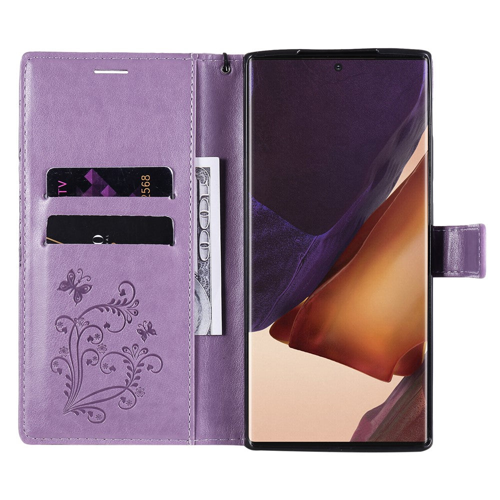 For Samsung Galaxy Note 20 Ultra / Note 20 Ultra 5G Wallet Case Floral Butterfly Imprinted Leather Phone Cover Stand