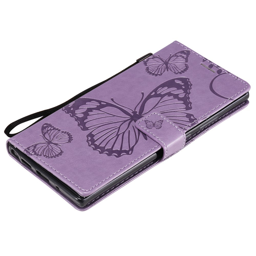Samsung Galaxy Note 20 Ultra / Note 20 Ultra 5G Plånboksfodral Läderfodral med Blommig Fjärilstryck och Stativ