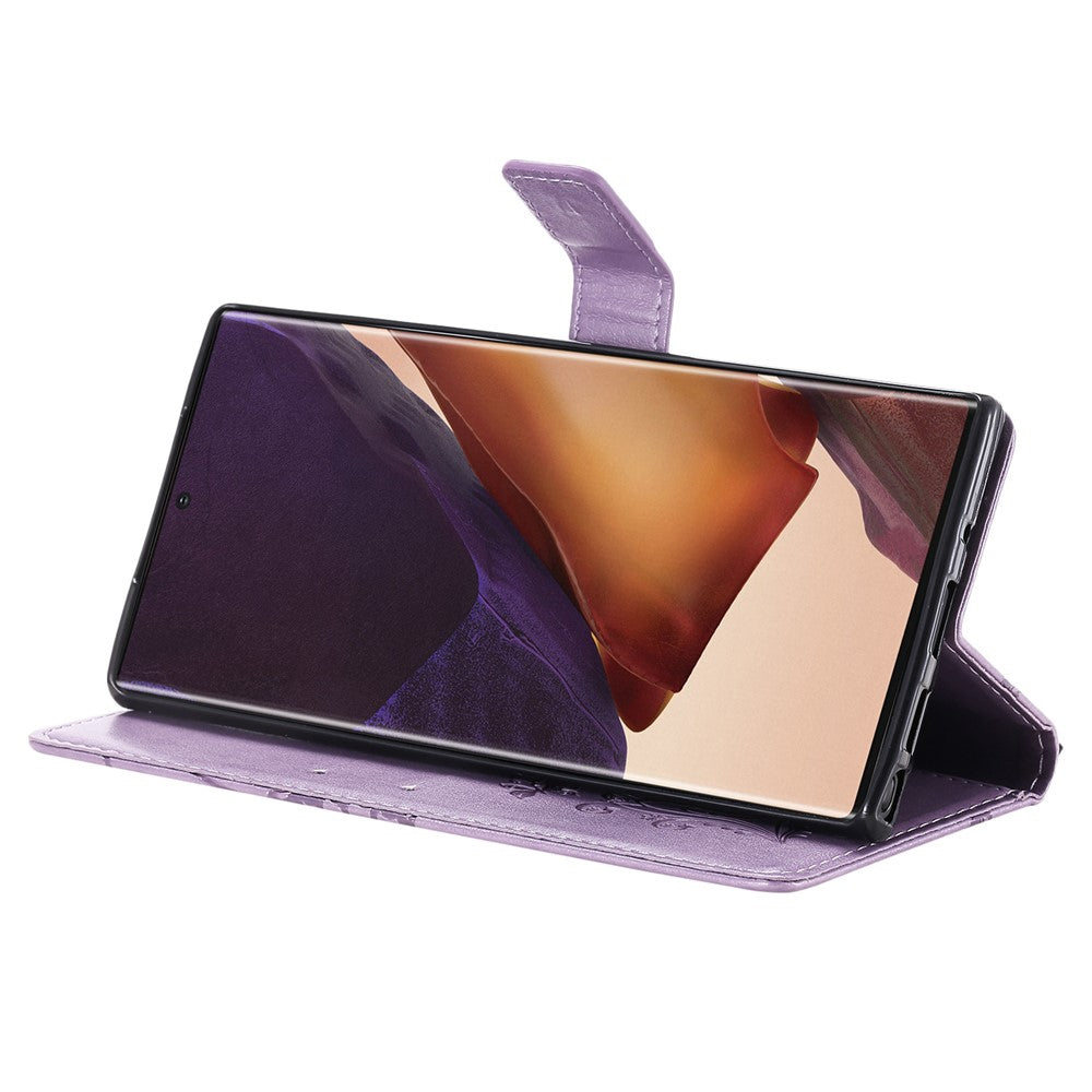 For Samsung Galaxy Note 20 Ultra / Note 20 Ultra 5G Wallet Case Floral Butterfly Imprinted Leather Phone Cover Stand