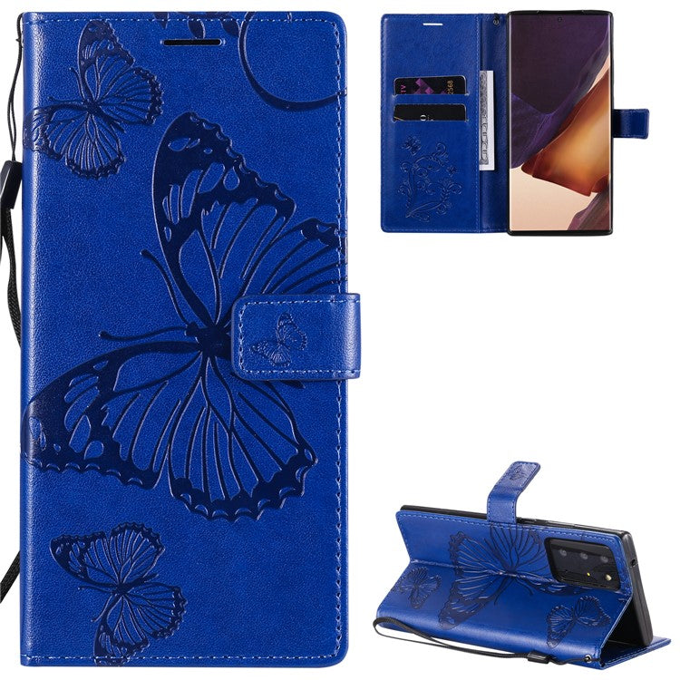 Samsung Galaxy Note 20 Ultra / Note 20 Ultra 5G Plånboksfodral Läderfodral med Blommig Fjärilstryck och Stativ