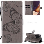 Samsung Galaxy Note 20 Ultra / Note 20 Ultra 5G Plånboksfodral Läderfodral med Blommig Fjärilstryck och Stativ