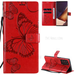 Samsung Galaxy Note 20 Ultra / Note 20 Ultra 5G Plånboksfodral Läderfodral med Blommig Fjärilstryck och Stativ