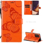 Samsung Galaxy Note 20 Ultra / Note 20 Ultra 5G Plånboksfodral Läderfodral med Blommig Fjärilstryck och Stativ